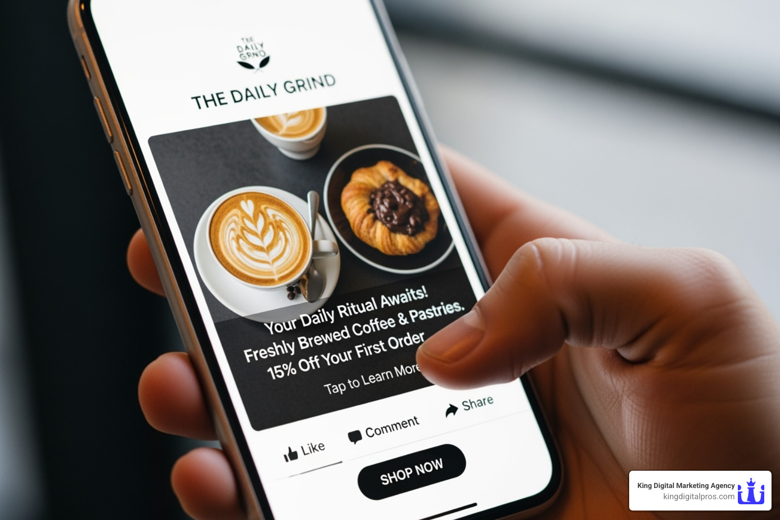 targeted social media ad on a phone screen - Grow your local business targeted social media ad on a phone screen - Grow your local business