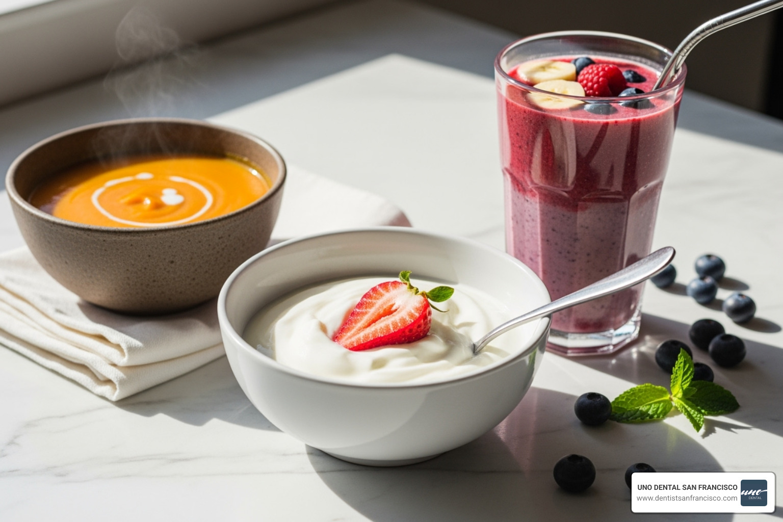 recommended soft foods like yogurt, soup, and smoothies - tooth extraction san francisco recommended soft foods like yogurt, soup, and smoothies - tooth extraction san francisco