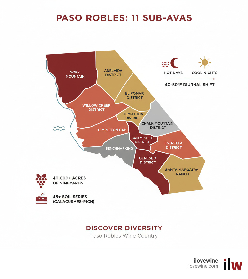 Infographic of the 11 sub-AVAs of Paso Robles - Paso Robles wine festival infographic 
