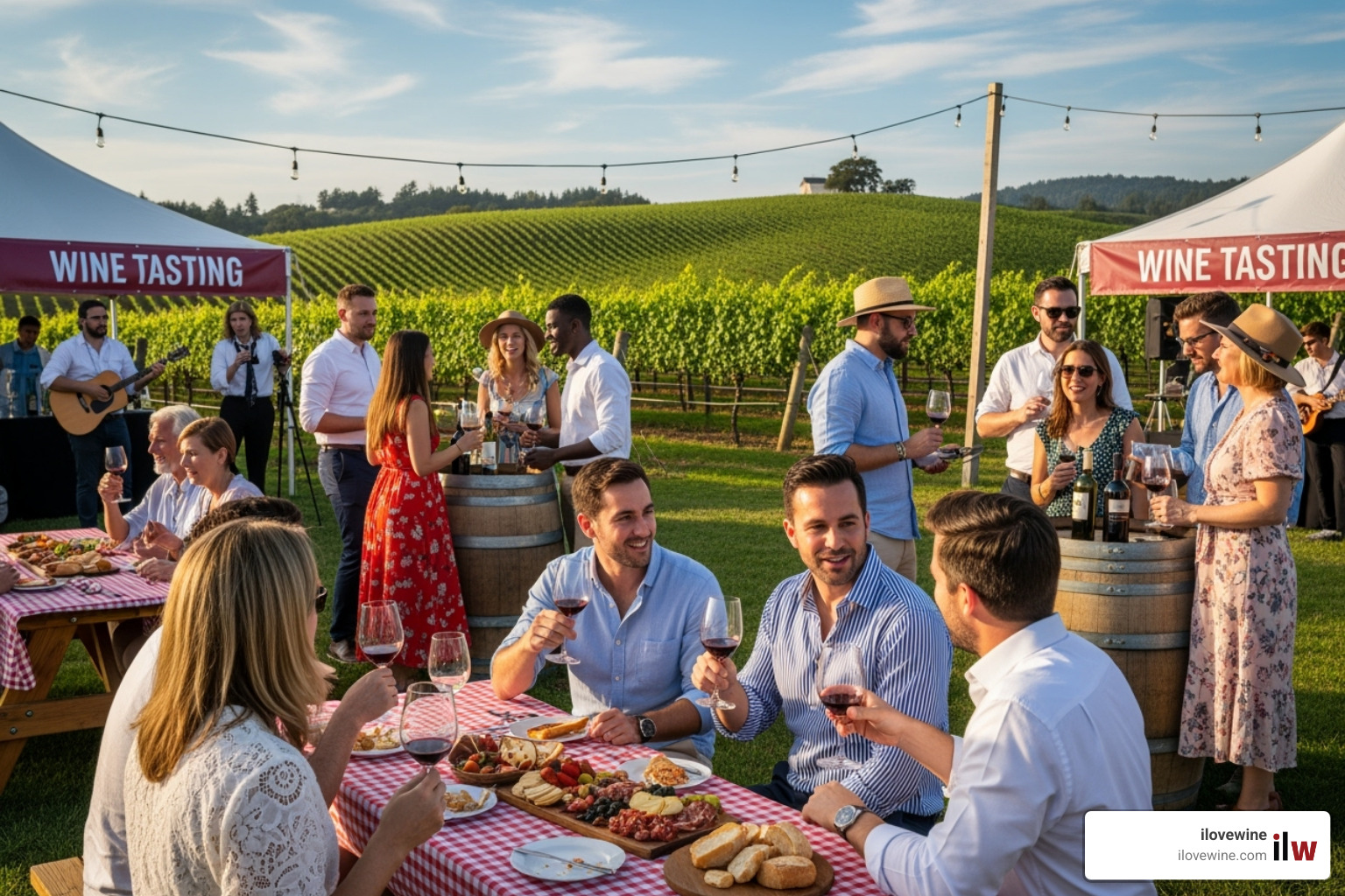 Attendees dressed in "wine country chic" attire, enjoying the festival - Paso Robles wine festival