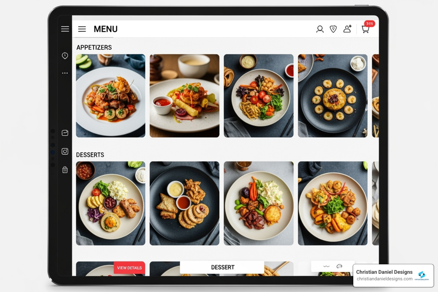 interactive online menu with high-quality food photos - Restaurant web development