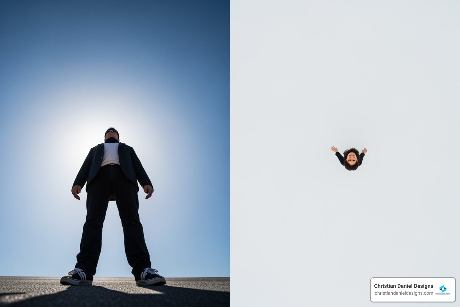 image demonstrating the difference between a low-angle and high-angle shot - visual storytelling videos