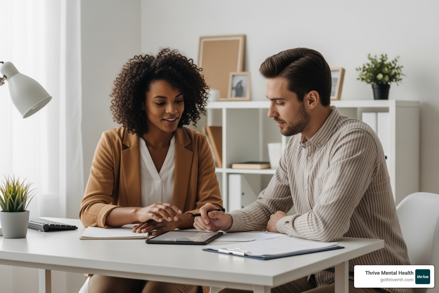 therapist and client building a treatment plan - substance abuse IOP therapist and client building a treatment plan - substance abuse IOP