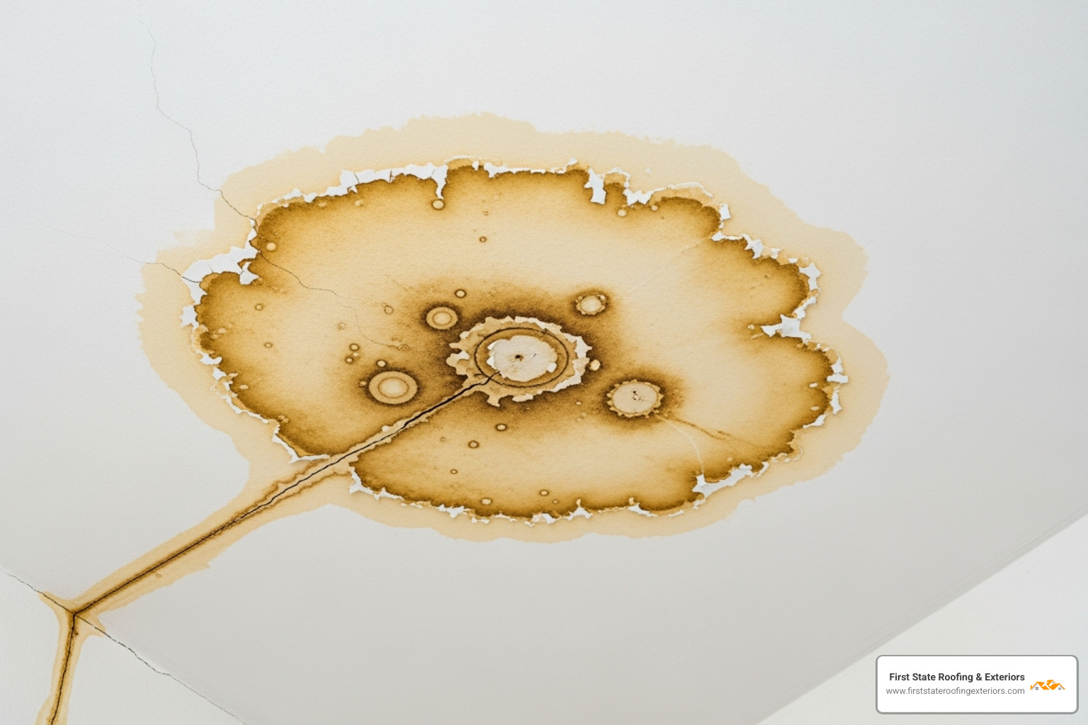 water stains spreading on a home's ceiling - roof repair dover delaware