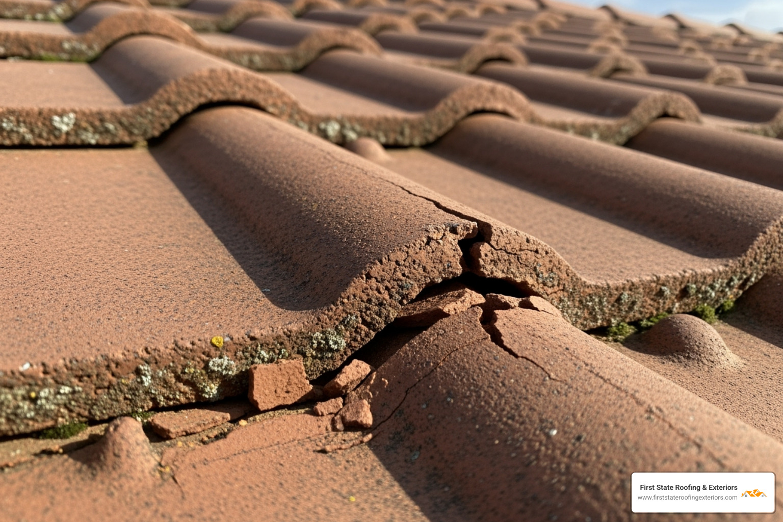 a cracked clay roof tile - roof hail damage