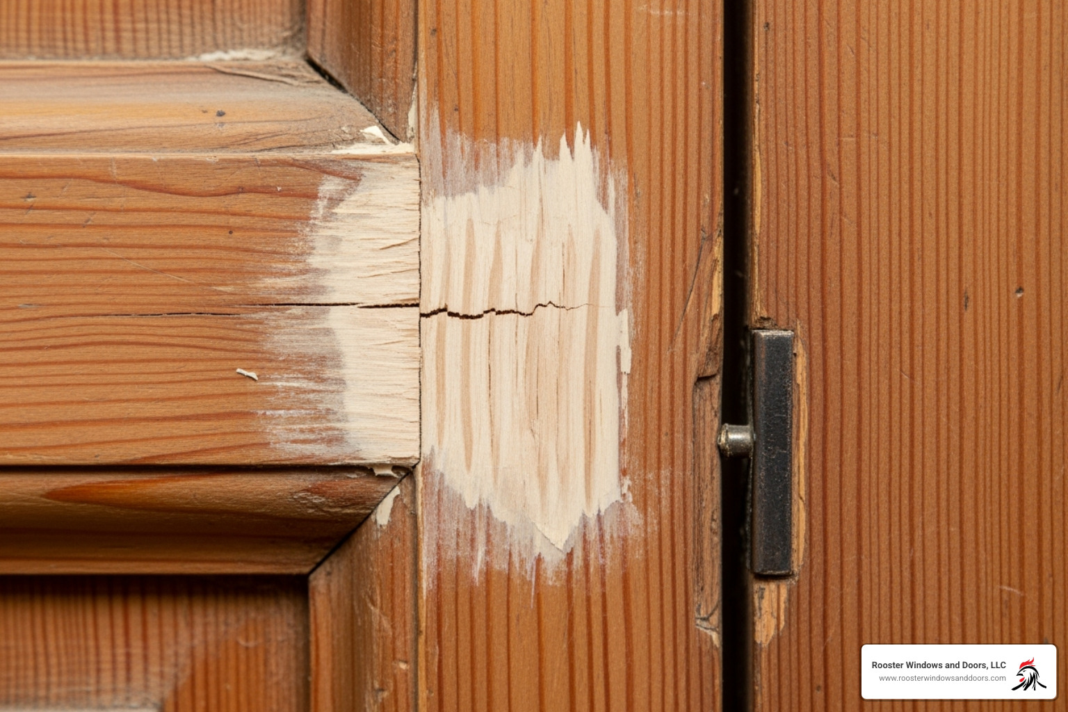repaired section of a door frame before painting - Door frame repair