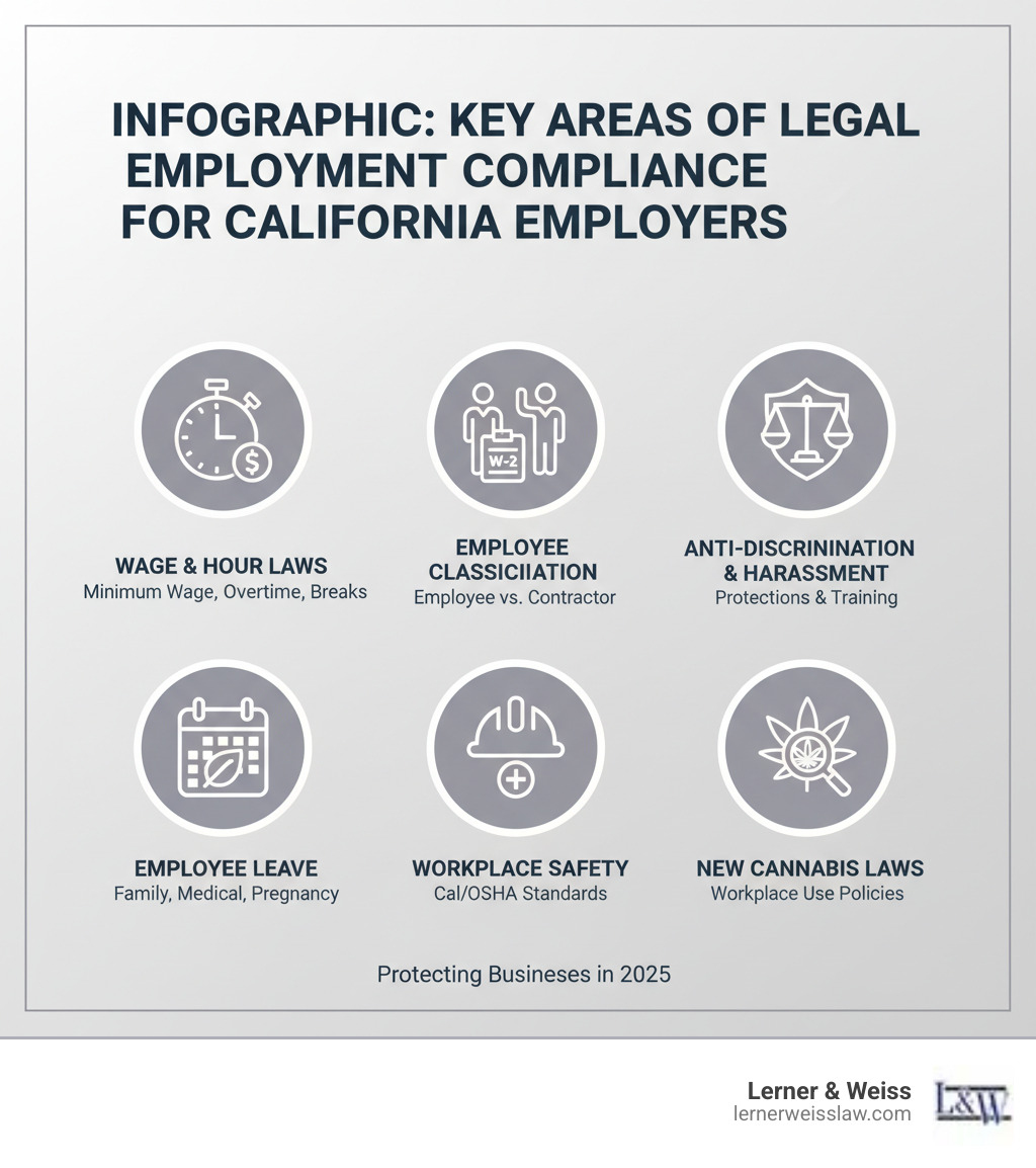 Infographic: Key Areas of Legal Employment Compliance for California Employers - legal employment california infographic 