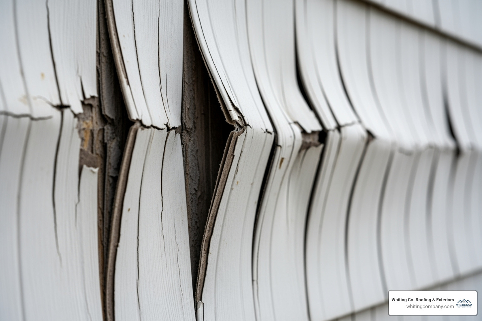 siding with clear signs of damage like warping or cracks - Siding installation Columbia