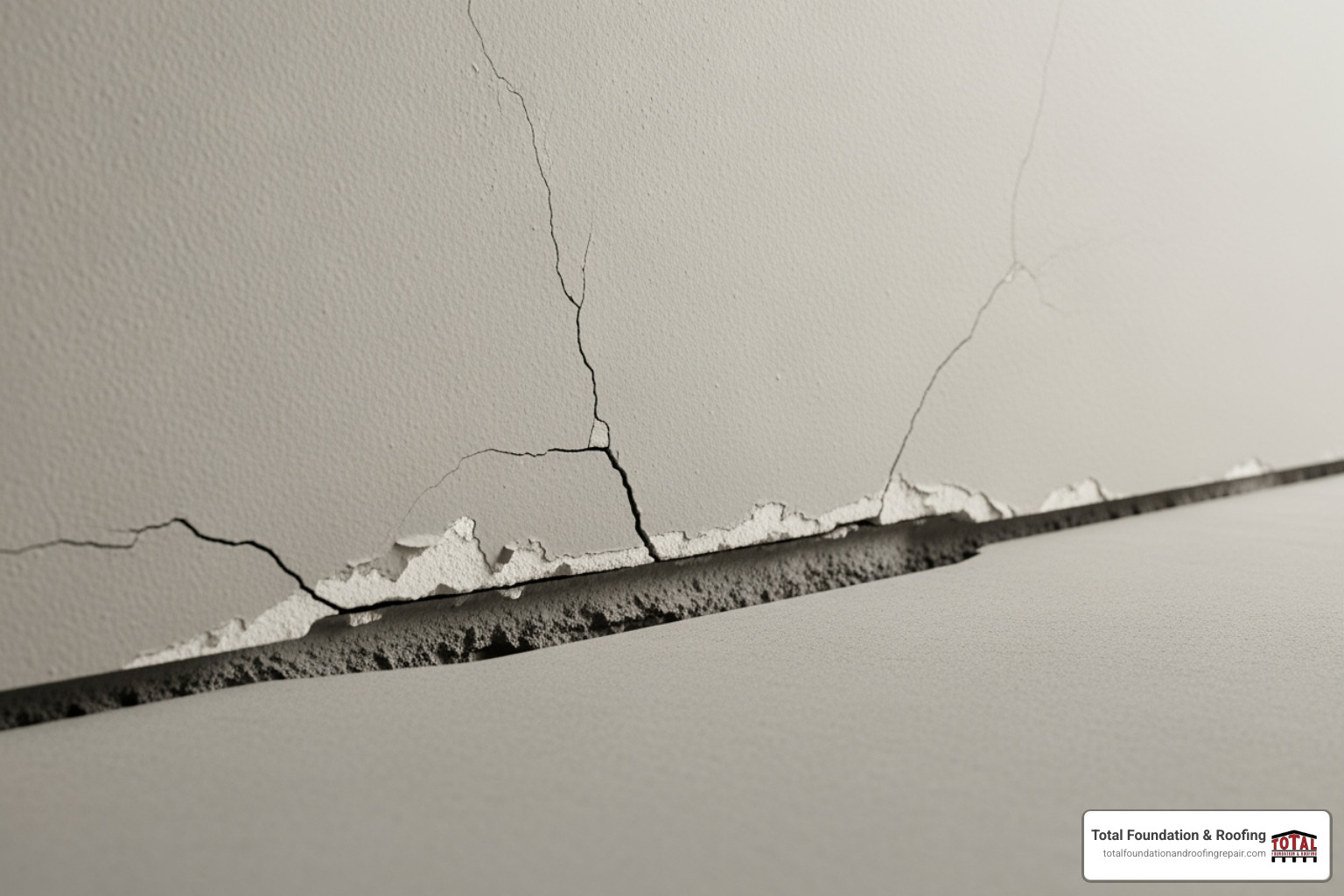 wall separating from a sinking floor slab - concrete slab settling