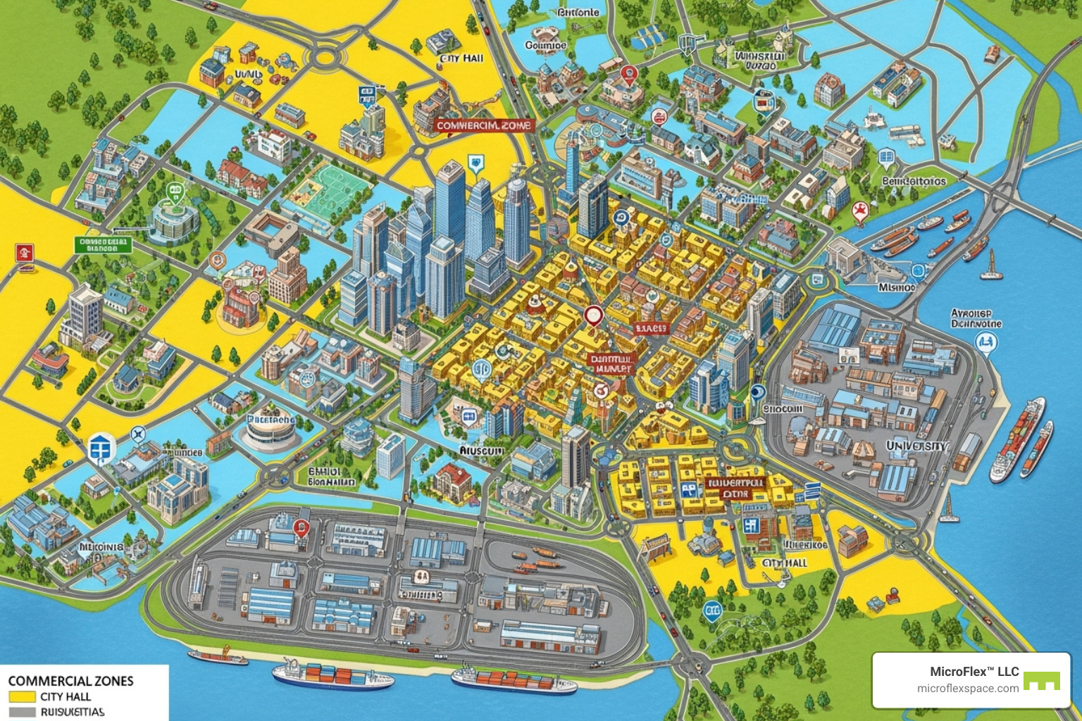 map showing key commercial zones in a city like Birmingham - commercial space for small business map showing key commercial zones in a city like Birmingham - commercial space for small business
