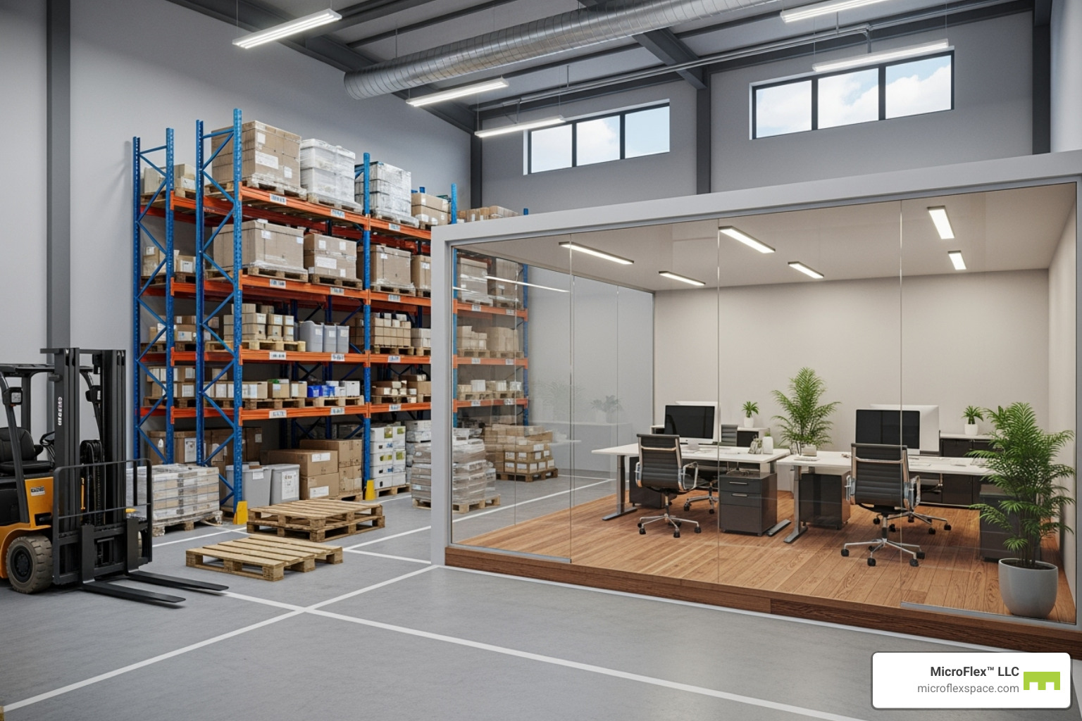 a well-organized small warehouse with an office area - commercial space for small business a well-organized small warehouse with an office area - commercial space for small business