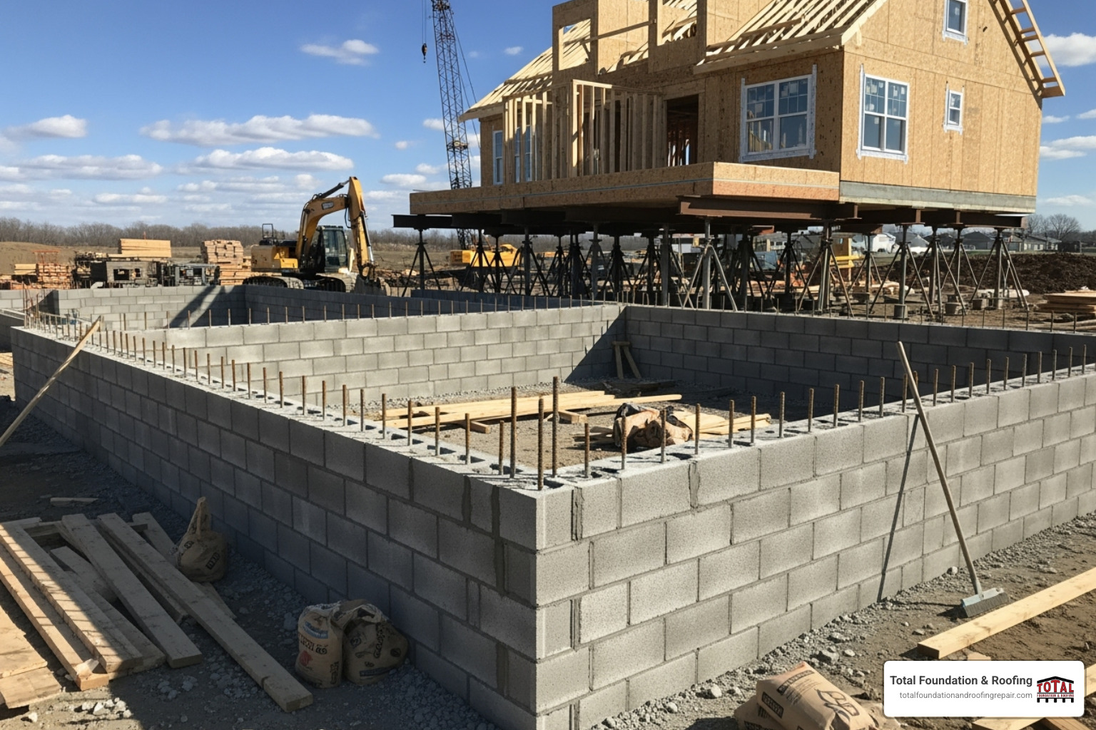 new concrete block foundation - lifting a house new concrete block foundation - lifting a house