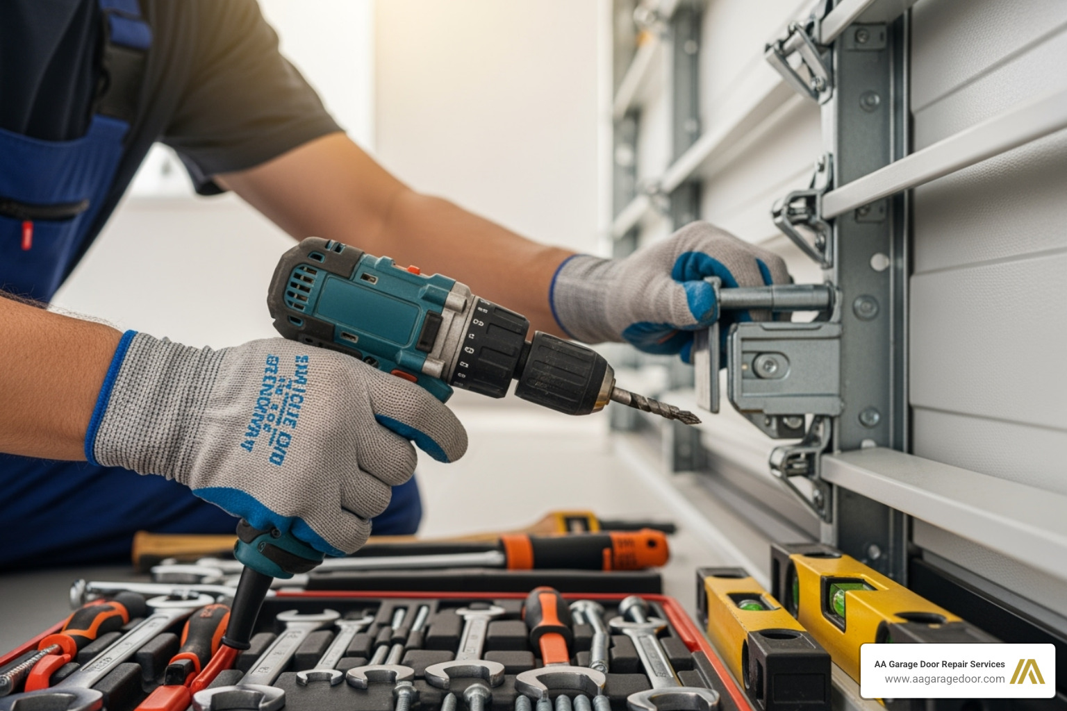 a professional technician installing a garage door - are insulated garage doors worth it