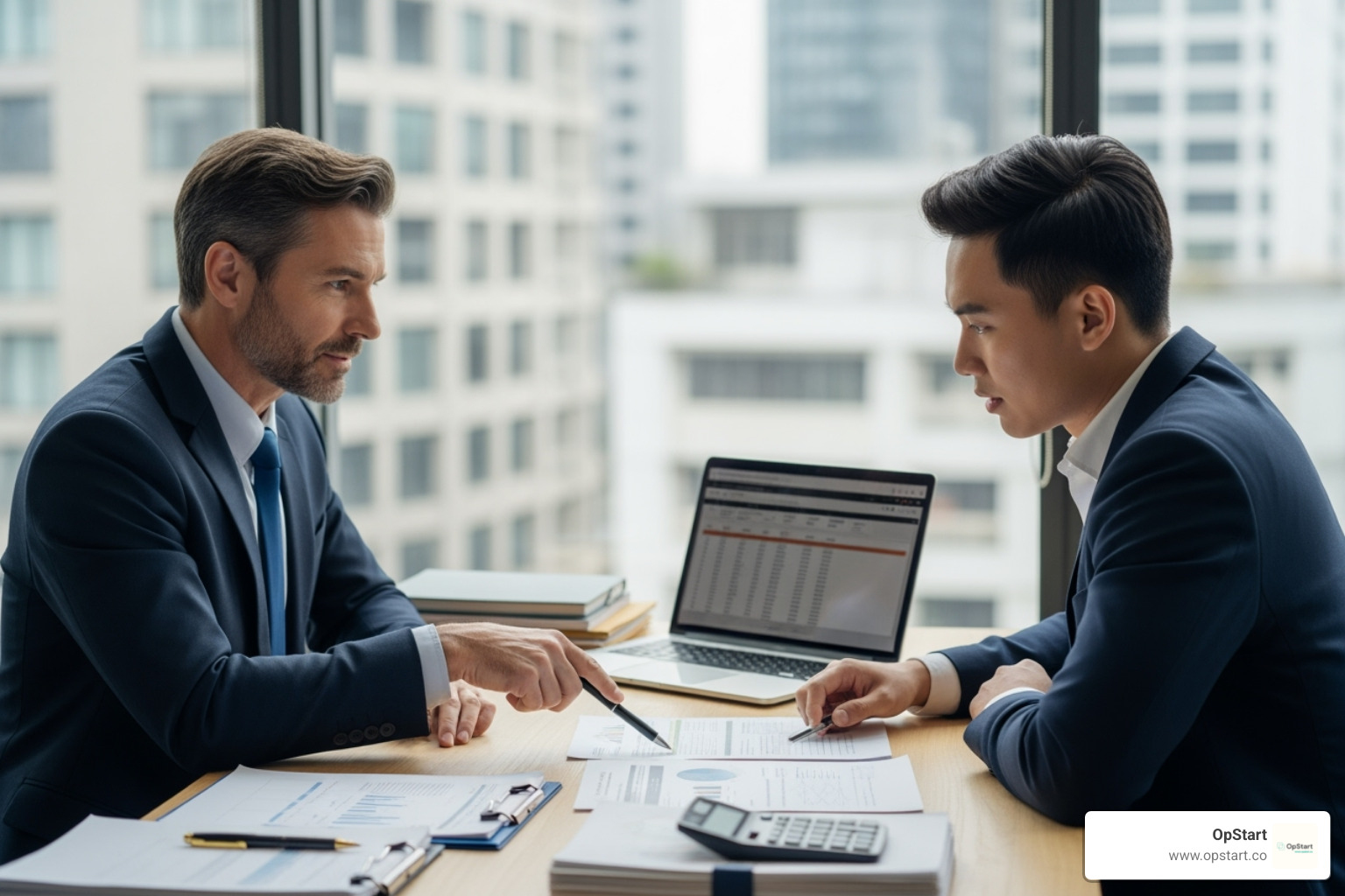 Tax professional reviewing documents and speaking with a startup founder - r and d tax services Tax professional reviewing documents and speaking with a startup founder - r and d tax services