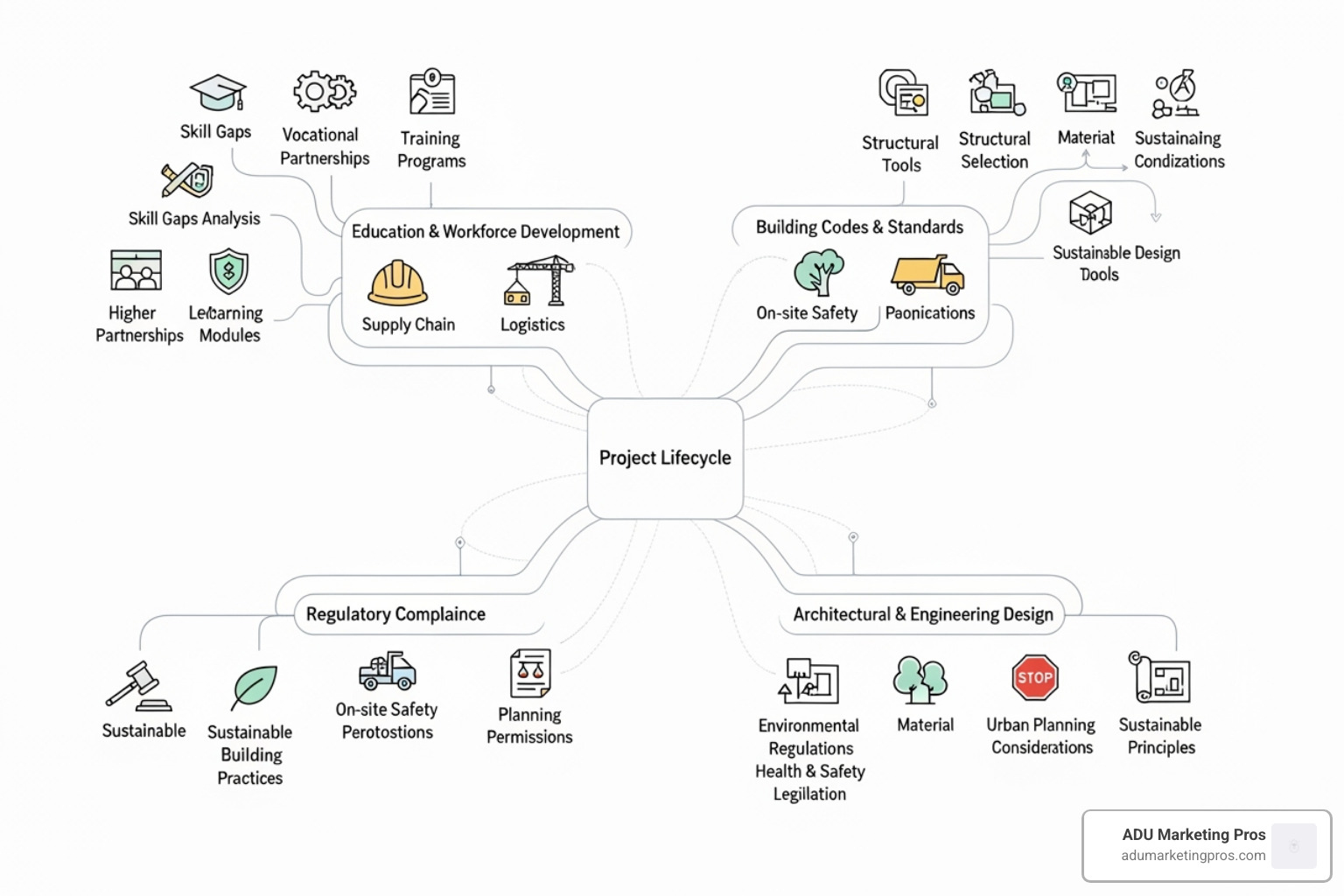 dashboard or mind map illustrating the components of an ADU Education Engine - adu education engine dashboard or mind map illustrating the components of an ADU Education Engine - adu education engine