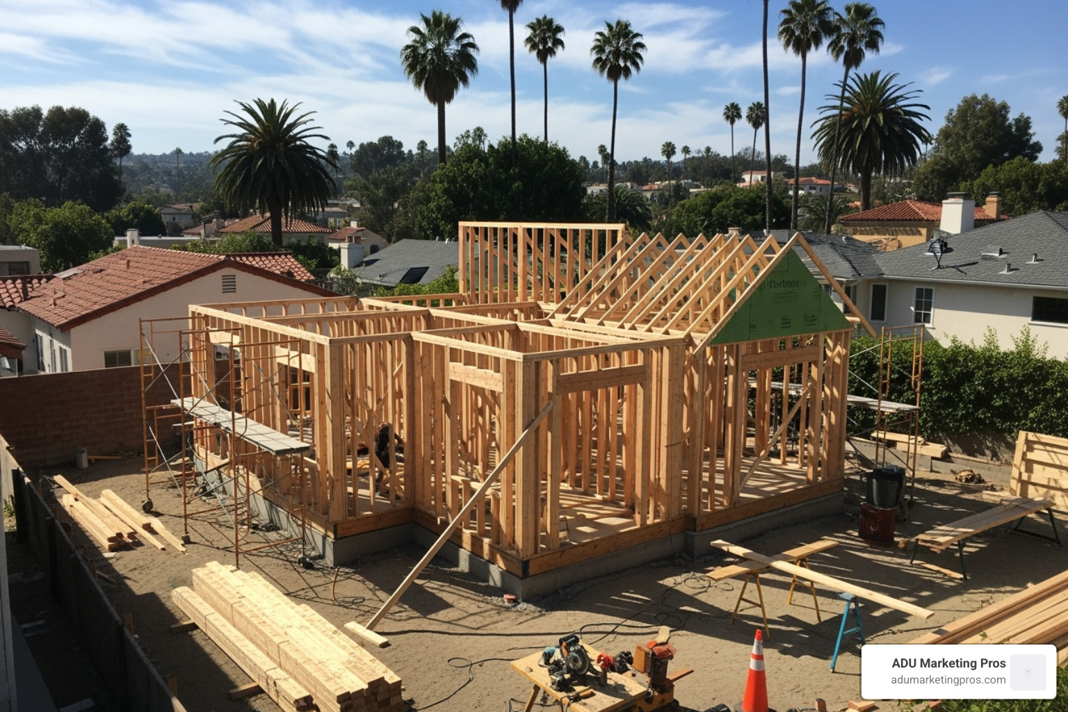 ADU under construction in a Los Angeles neighborhood - los angeles adu financing