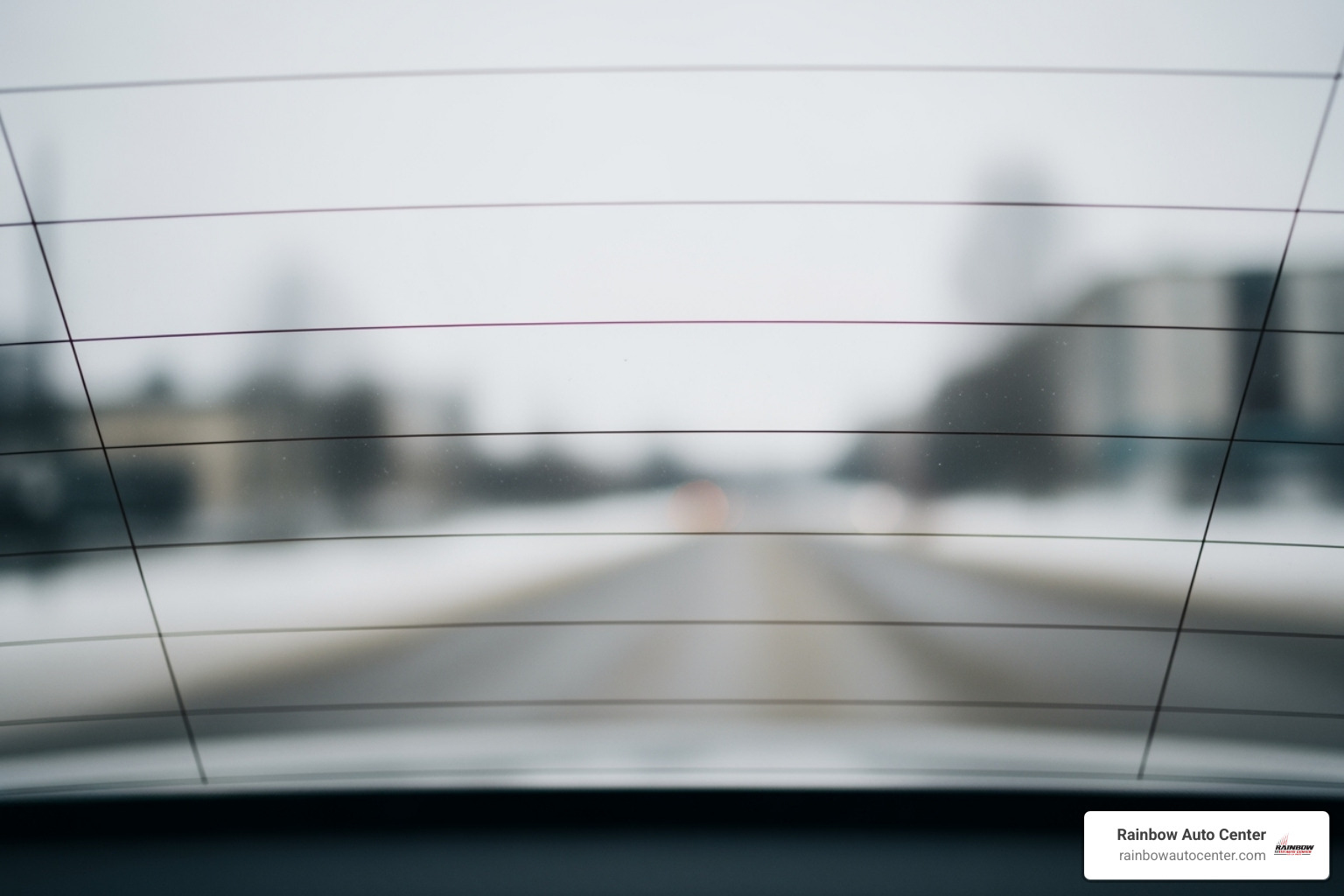rear car window highlighting delicate defroster lines - auto window tint removal