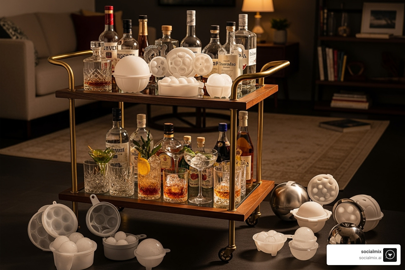 top-rated ice ball molds on a stylish bar cart - Ice ball molds top-rated ice ball molds on a stylish bar cart - Ice ball molds