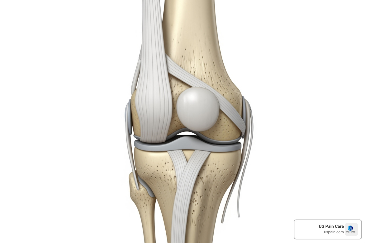 Illustration of the anatomy of a knee joint with common injury points highlighted, such as ACL, MCL, PCL, and meniscus. - sports injury carson city