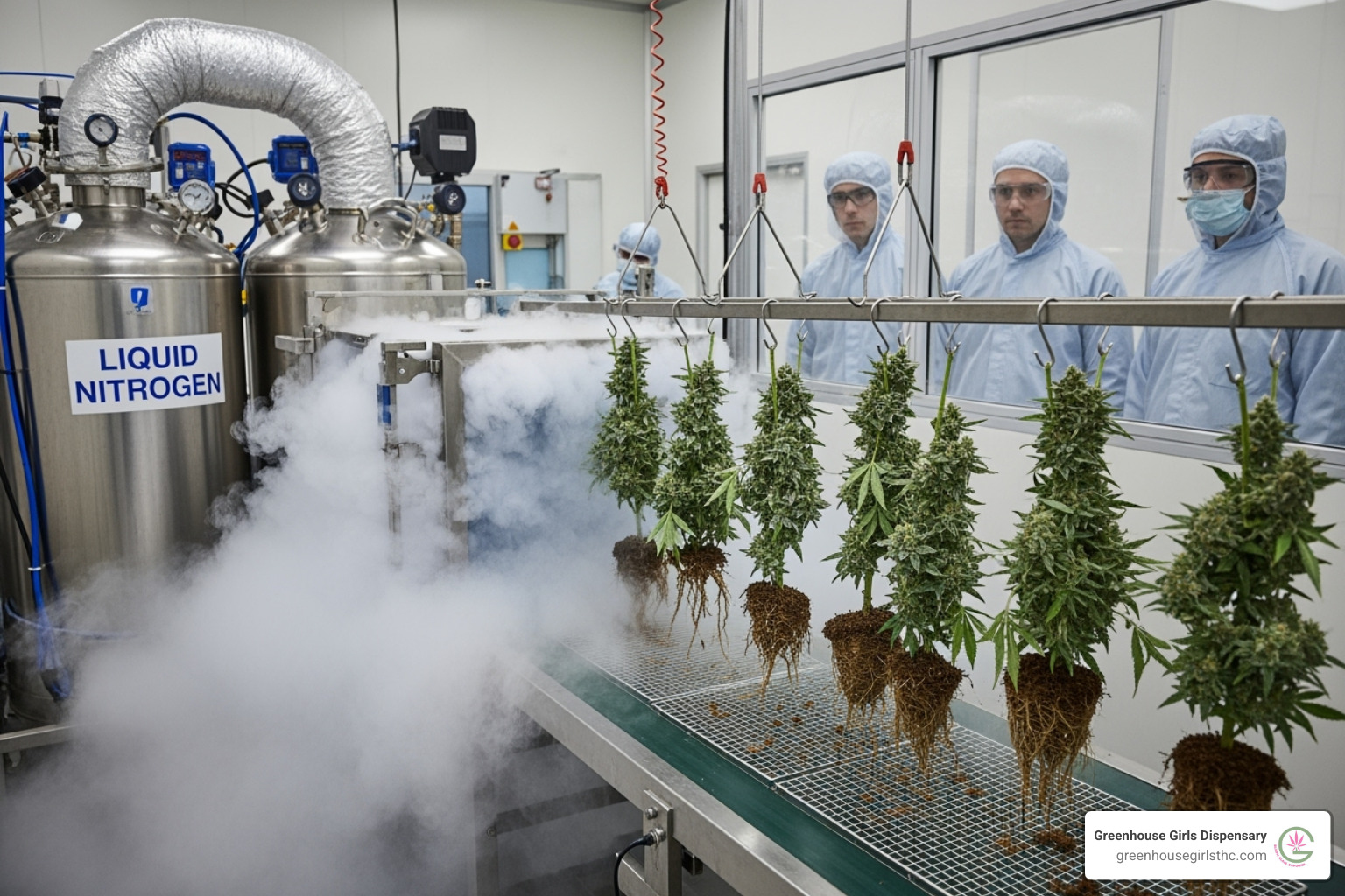 Freshly harvested cannabis plants being flash-frozen - thca live resin Freshly harvested cannabis plants being flash-frozen - thca live resin