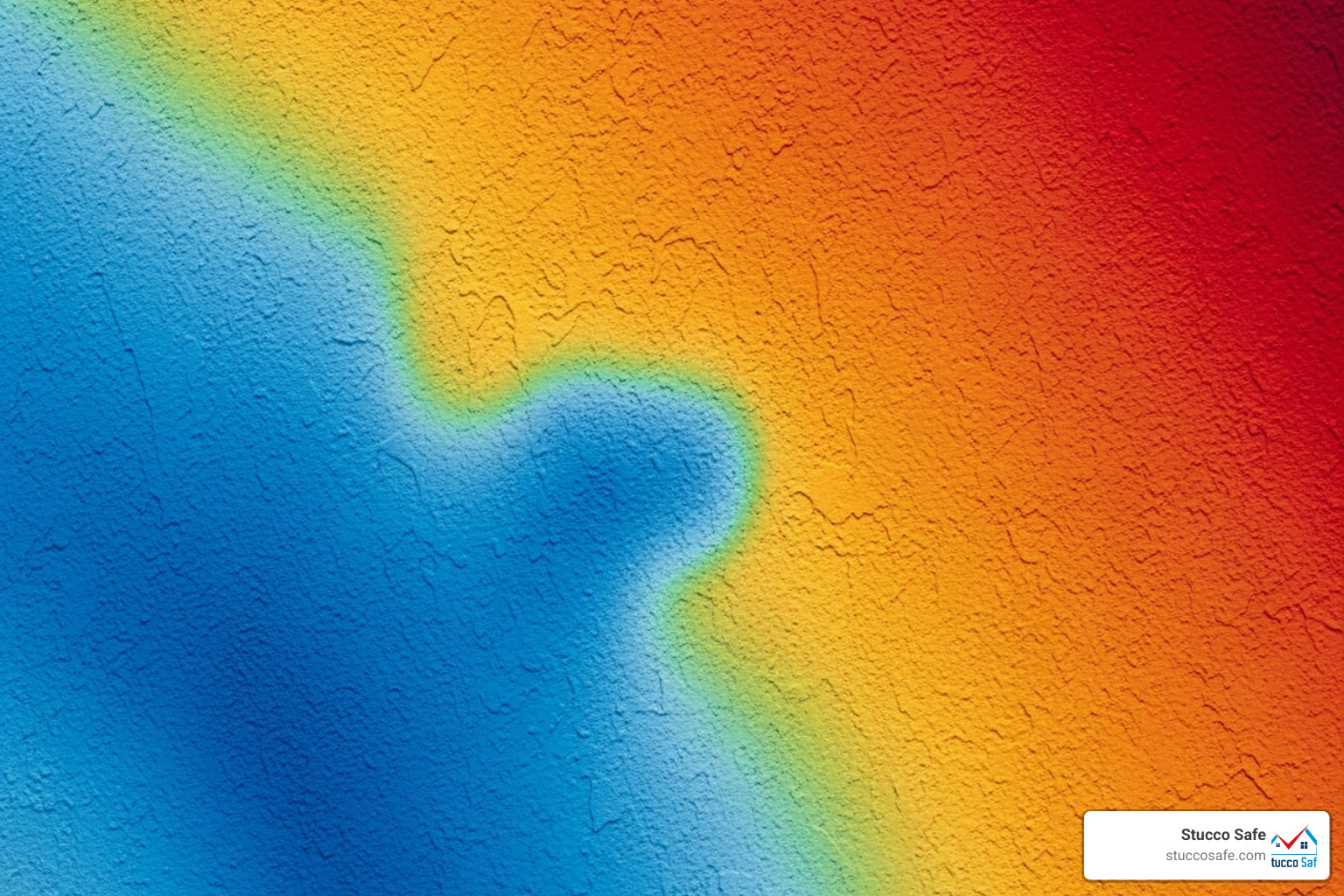 Thermal scan showing a cool, blue area on a wall - non invasive stucco testing Thermal scan showing a cool, blue area on a wall - non invasive stucco testing