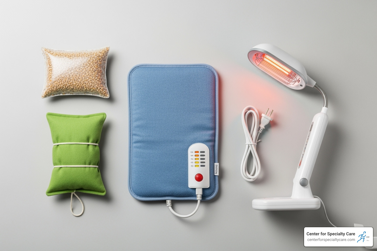 Different types of heat pads, including electric, microwavable, and infrared options - heat pad for tendonitis