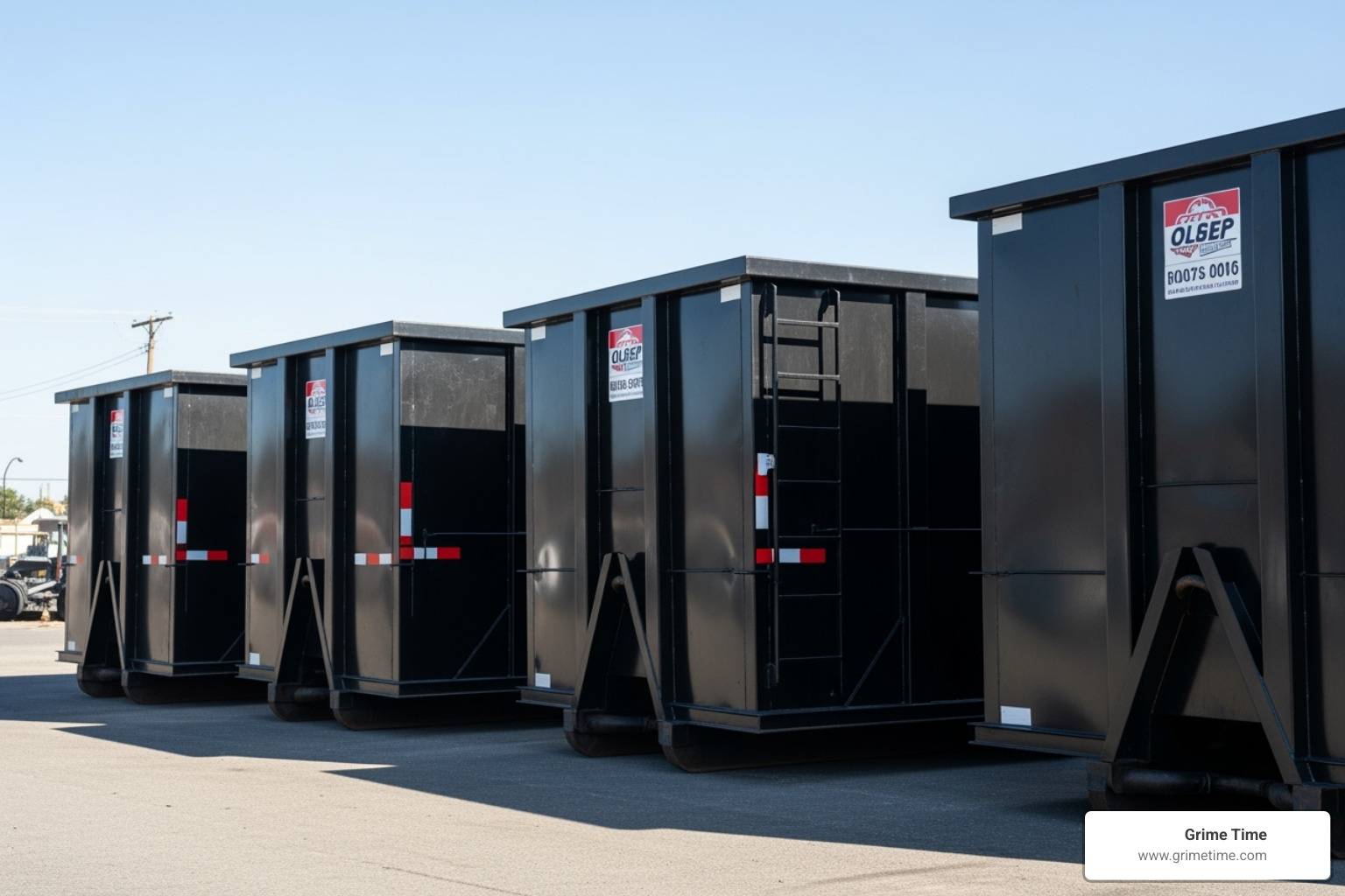 different sized dumpsters lined up - Austin TX dumpsters