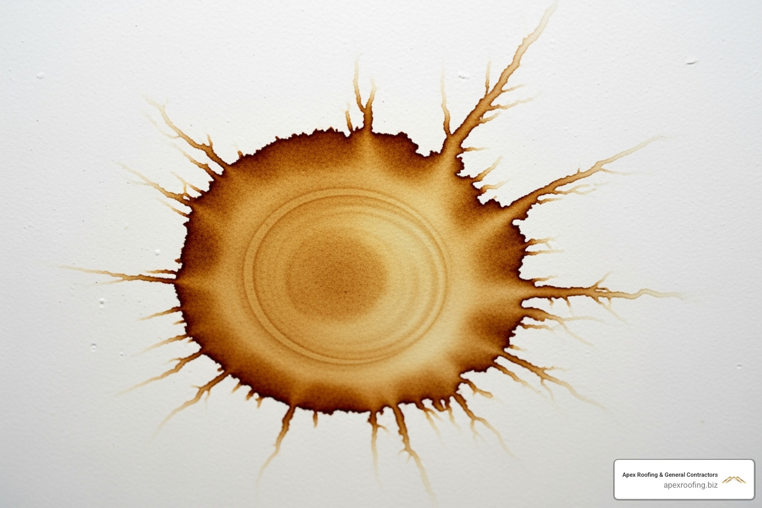 water stain on a ceiling - roofing storm damage