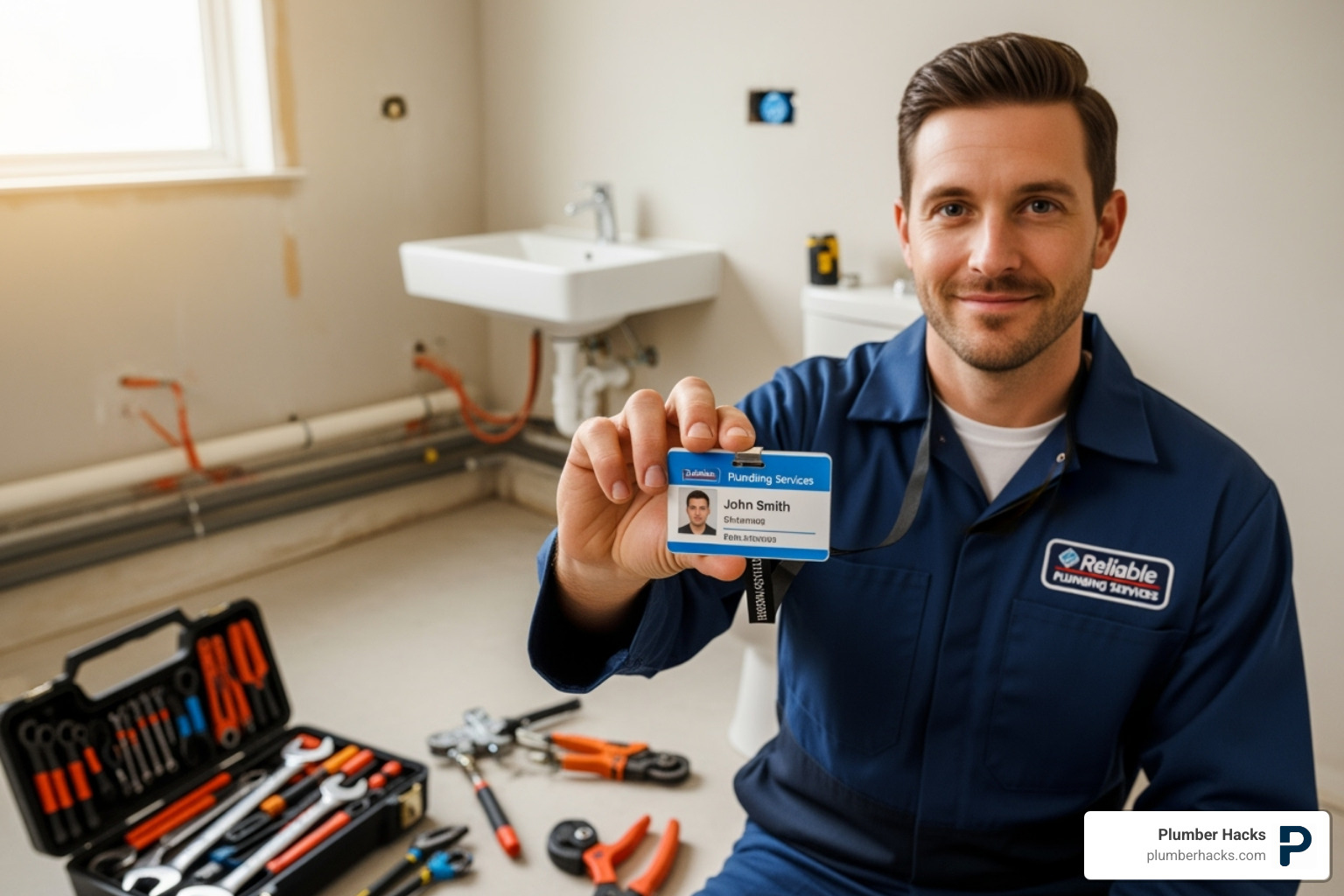 certified plumber showing their ID badge - plumber directory