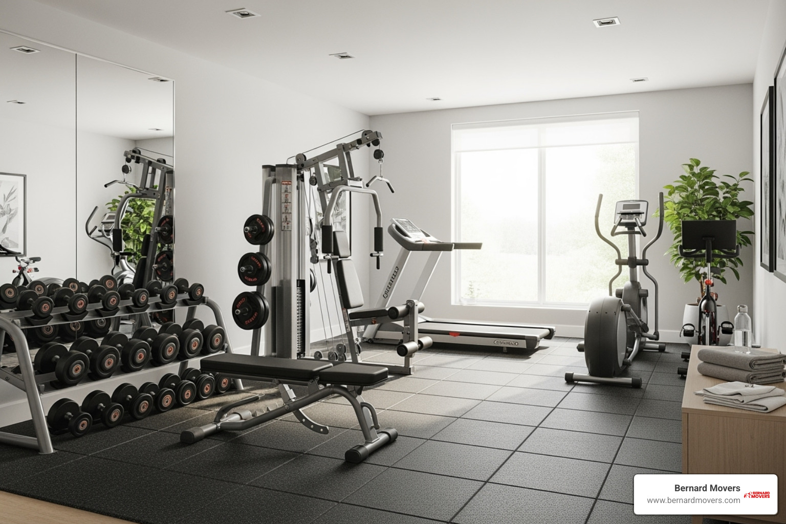 a fully reassembled home gym in a new location - Fitness equipment movers Chicago a fully reassembled home gym in a new location - Fitness equipment movers Chicago