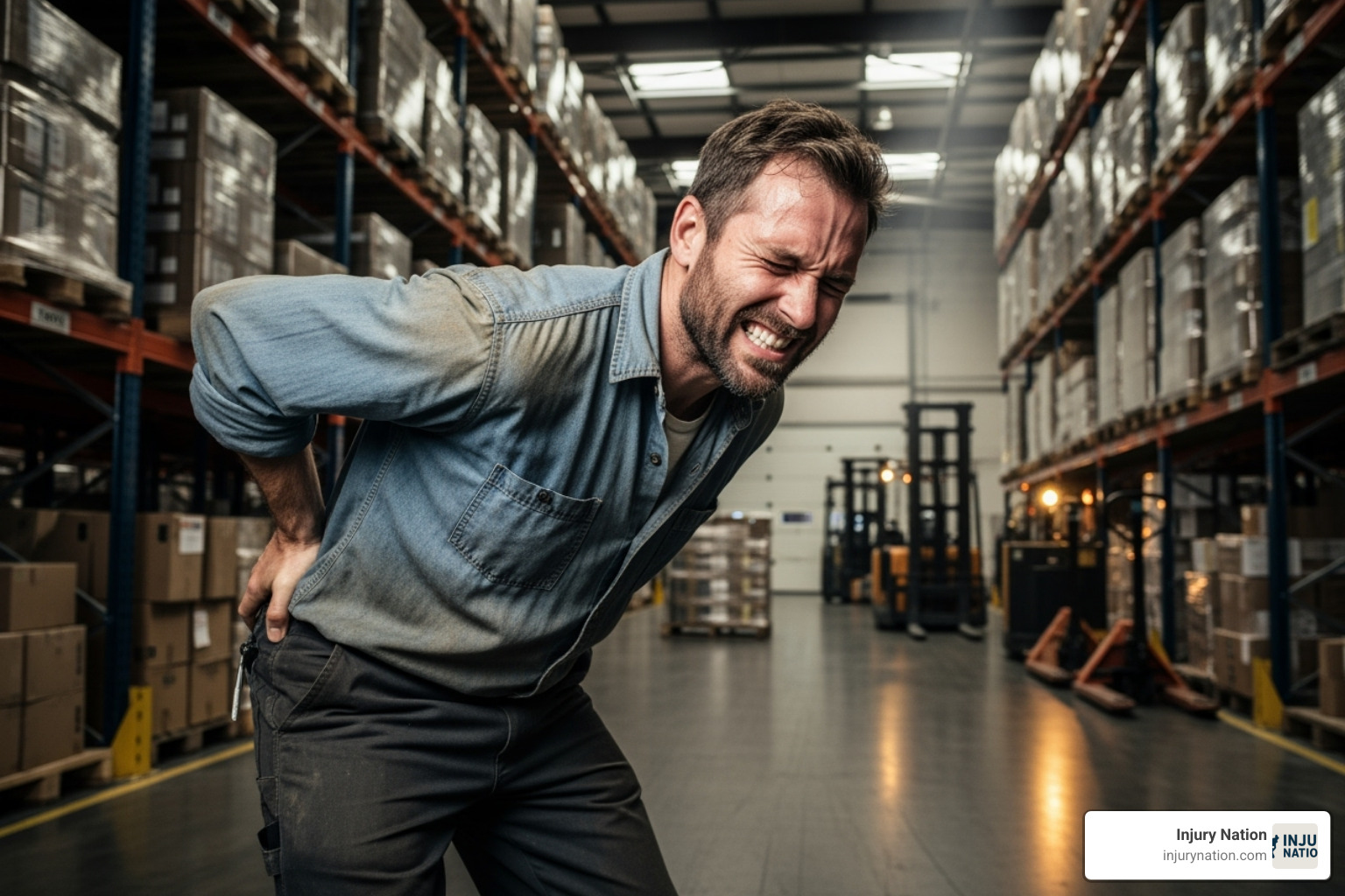 A warehouse worker experiencing a back injury - injured worker attorney