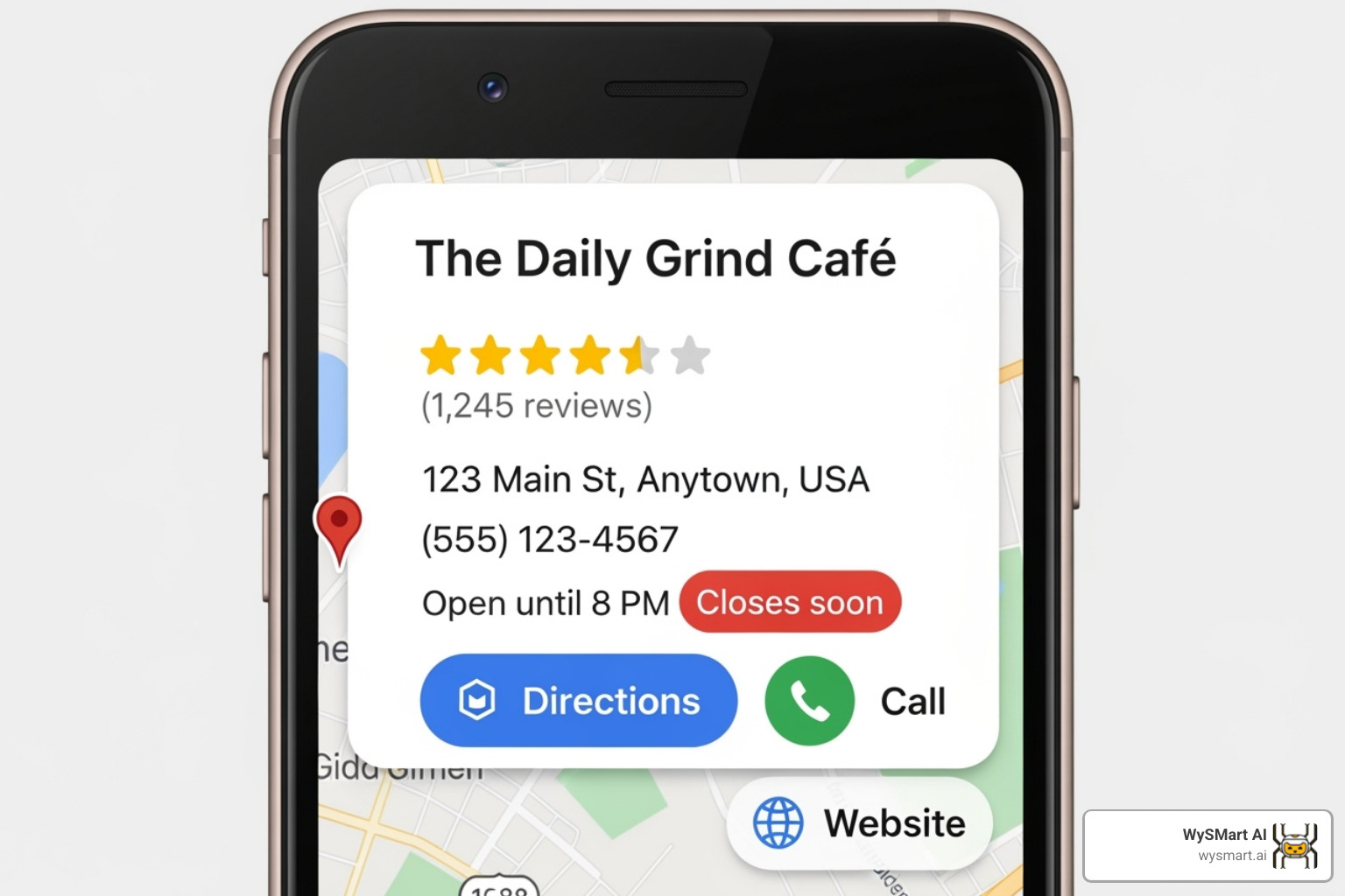 Well-optimized Google Business Profile listing with 5-star reviews and contact info prominently displayed in the Google Map Pack - roofing company SEO