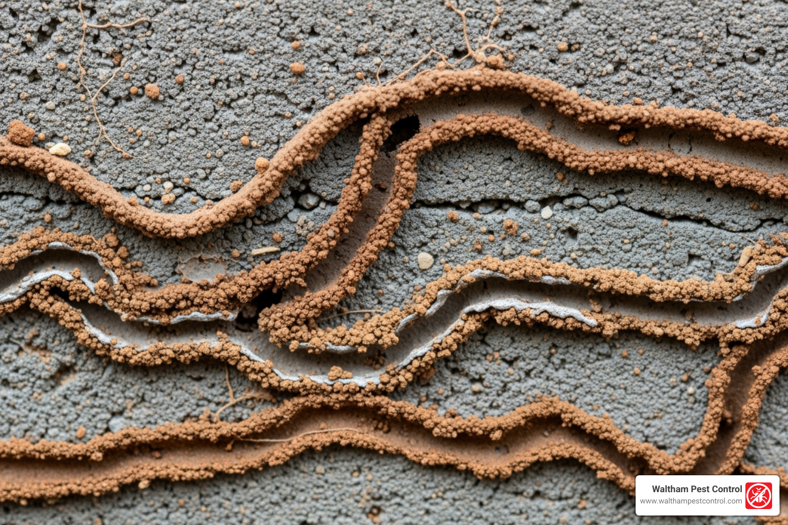 termite mud tubes on a foundation wall - exterminator chelmsford
