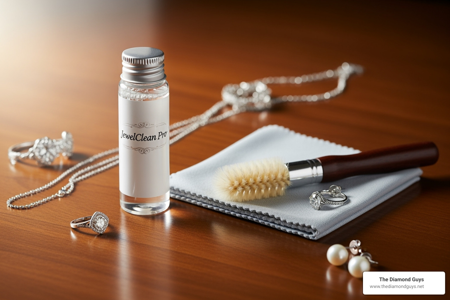 jewelry cleaning kit with a soft cloth and solution - silver diamond hoop earrings men