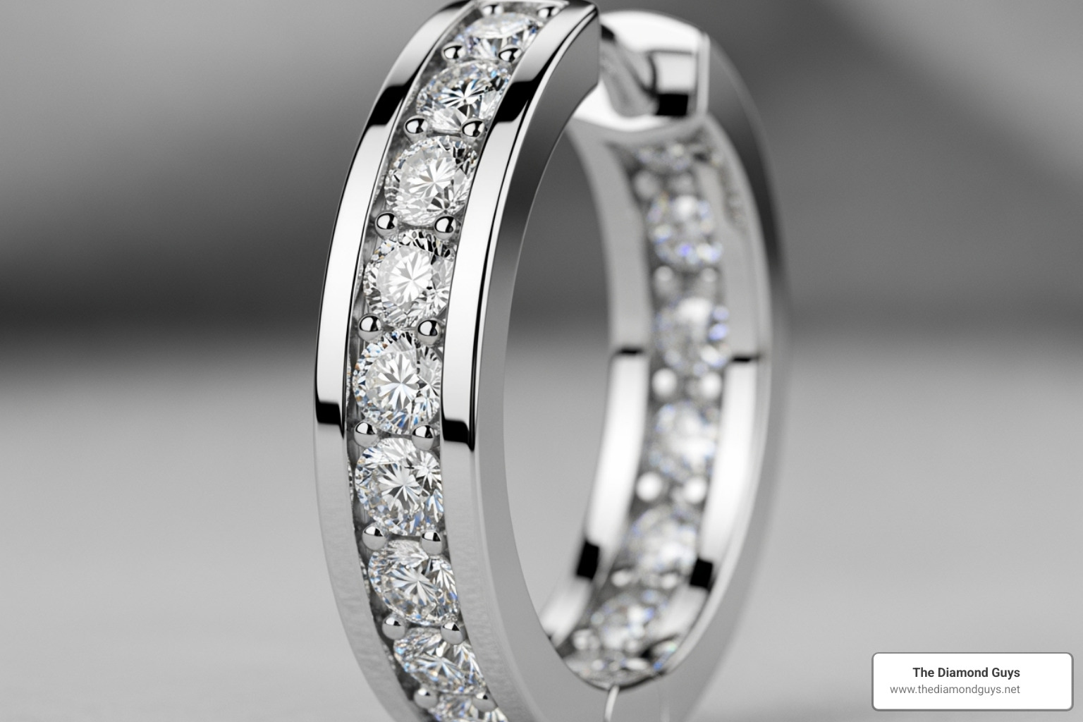 channel-set silver diamond hoop earring - silver diamond hoop earrings men