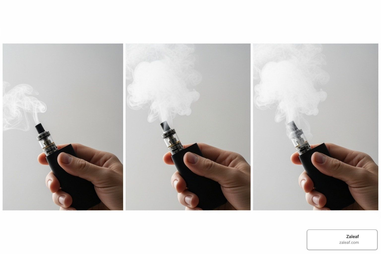 Start low and go slow dosage guide with small, medium, and large puffs illustrated - indica pen