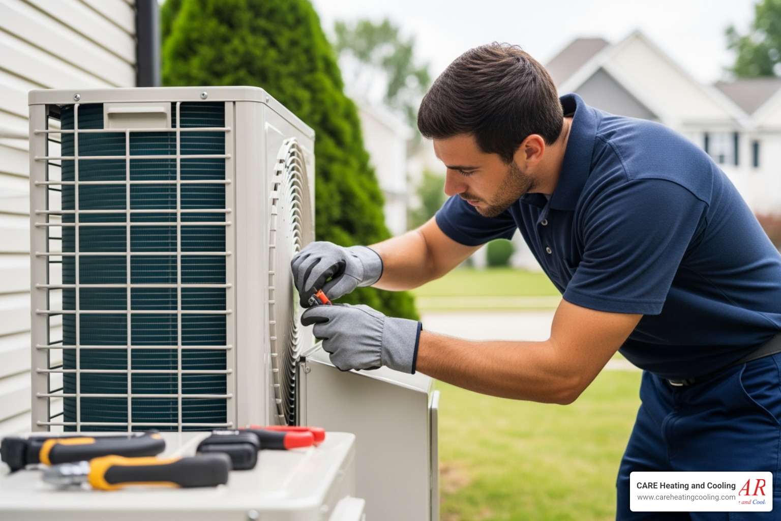 professional technician servicing a heat pump - heat pump service dublin oh professional technician servicing a heat pump - heat pump service dublin oh