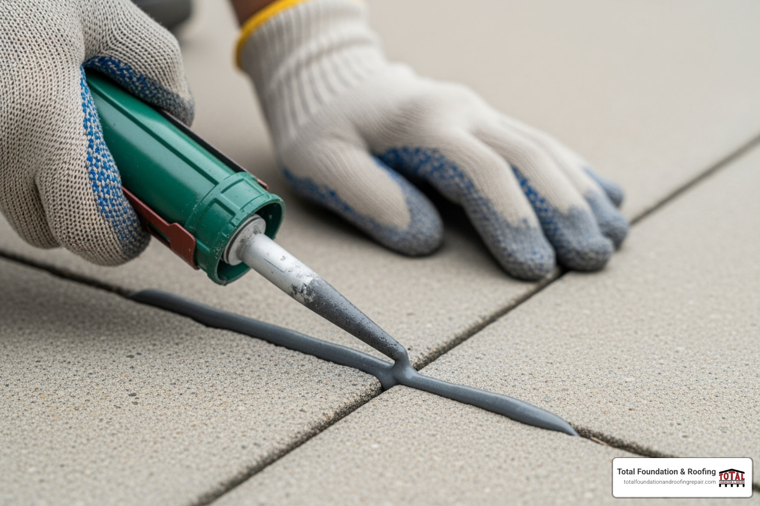 Step-by-step application of colored concrete crack filler - colored concrete crack filler