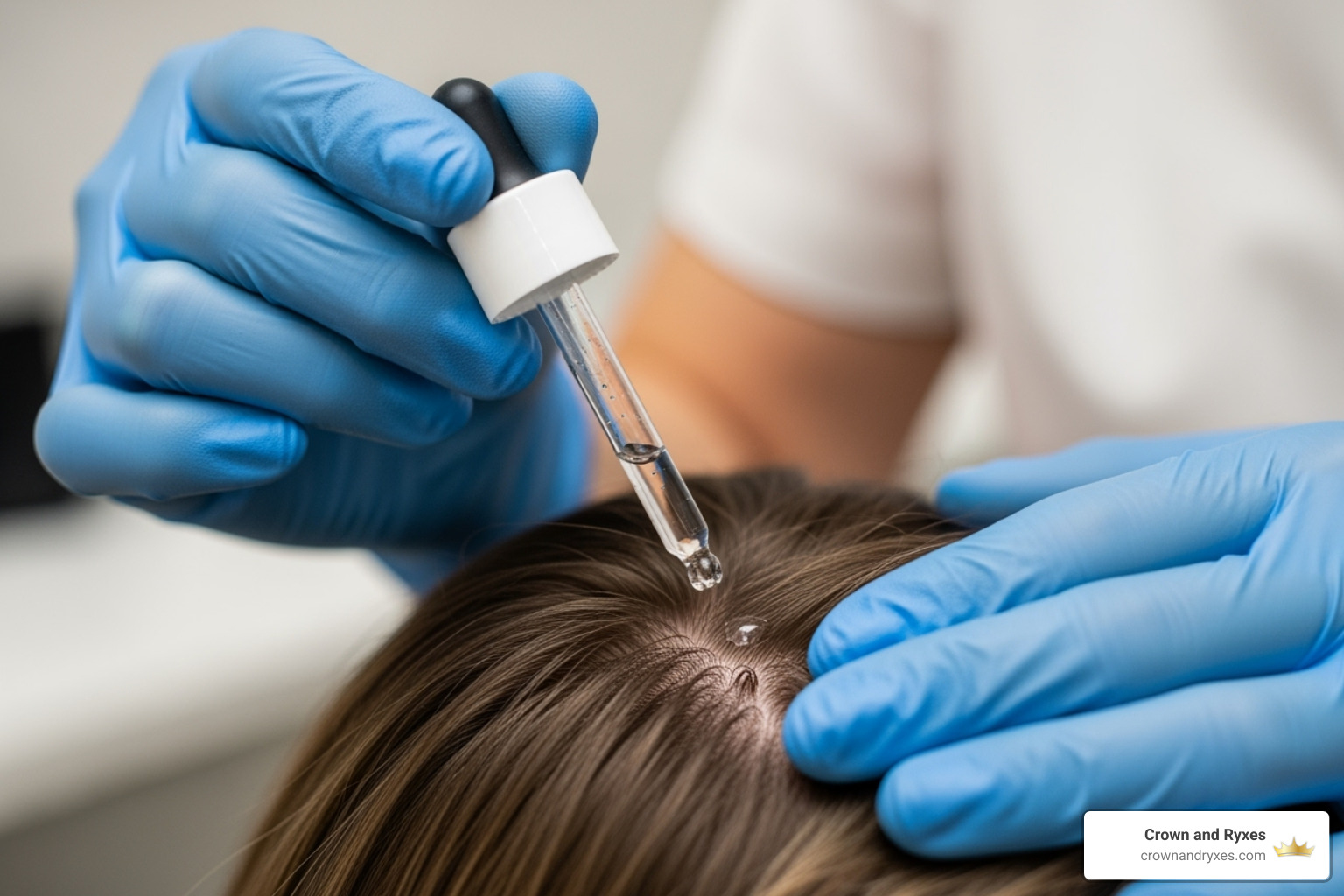 non-surgical hair restoration treatment being applied to a scalp - Hair fall control