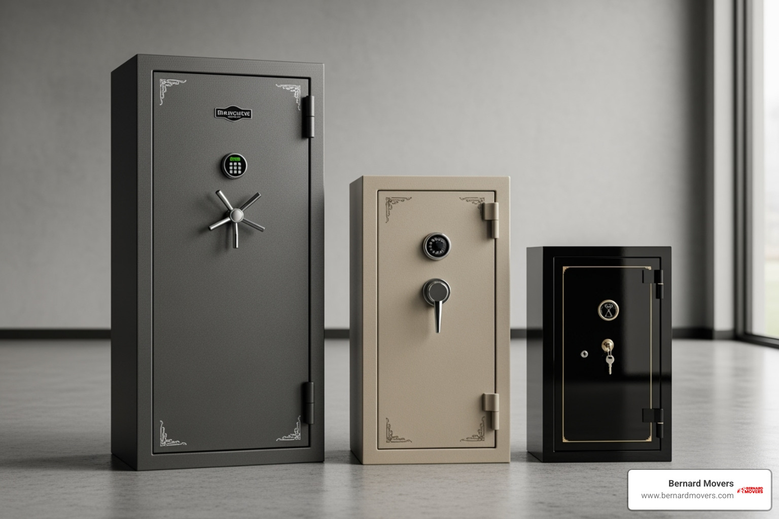 various types of safes side-by-side (gun safe, fire safe, jewelry safe) - Safes and vaults