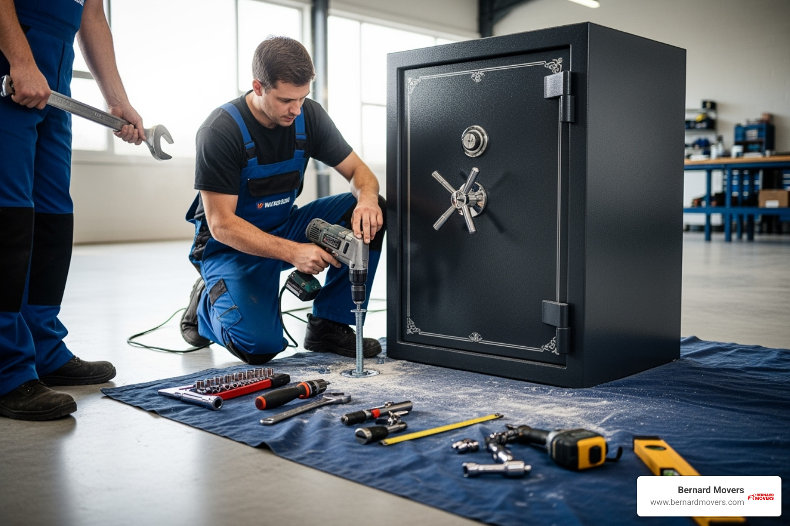 safe being professionally anchored to a floor - Safes and vaults