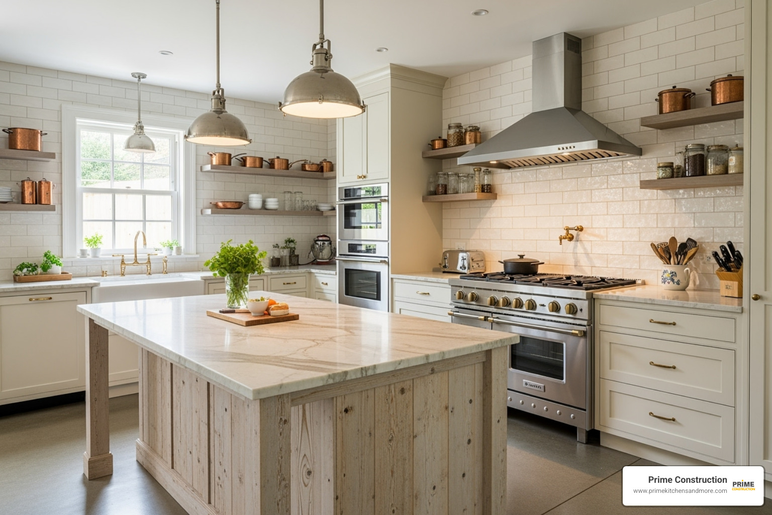 stunning cream kitchen showcasing a mix of materials like wood, stone, and metal - classic cream kitchen