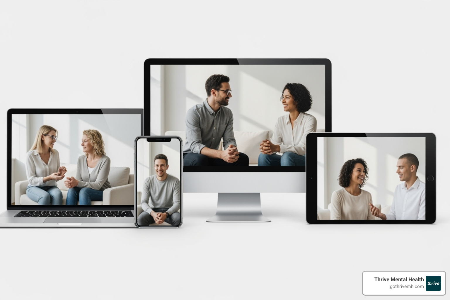 multiple devices showing virtual therapy in action - virtual cognitive behavioral therapy multiple devices showing virtual therapy in action - virtual cognitive behavioral therapy