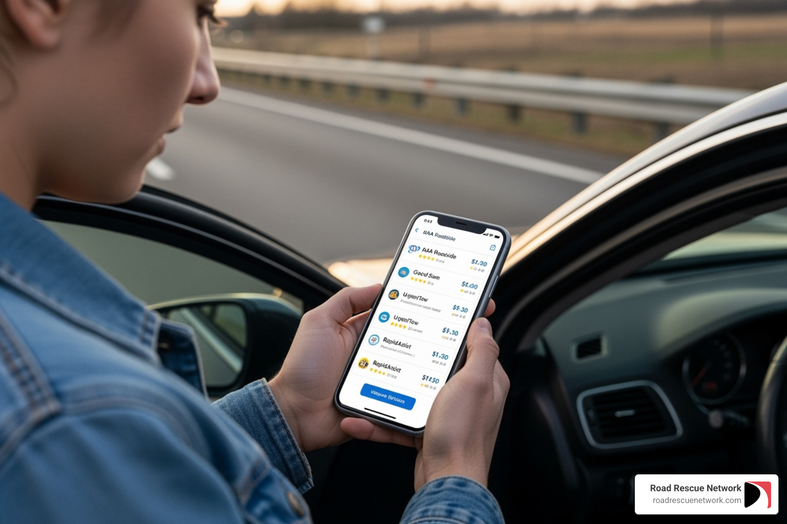 A person comparing roadside assistance options on their smartphone - roadside assistance germantown A person comparing roadside assistance options on their smartphone - roadside assistance germantown