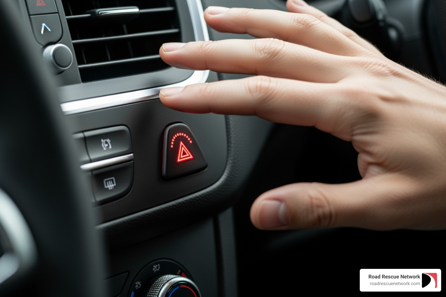 driver turning on hazard lights - roadside assistance bellevue