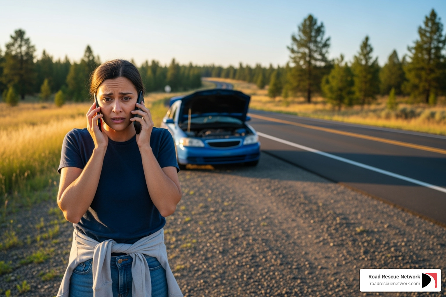 person on phone requesting help - roadside assistance bellevue