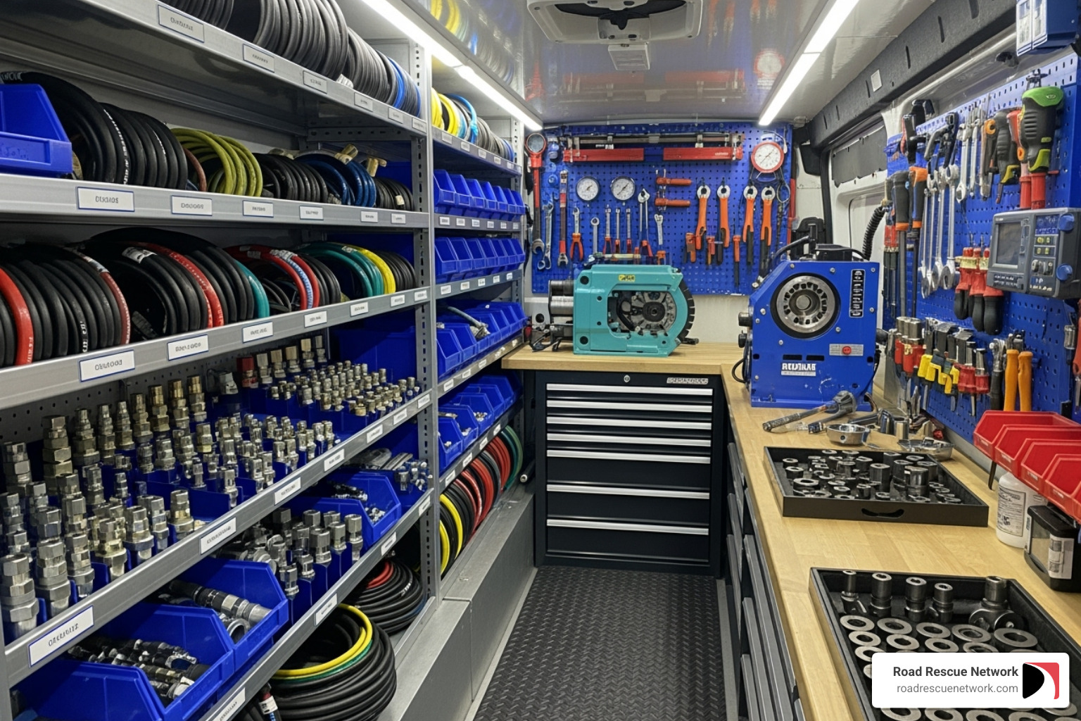Fully stocked mobile hydraulic repair van - 24 hour hydraulic hose repair near me