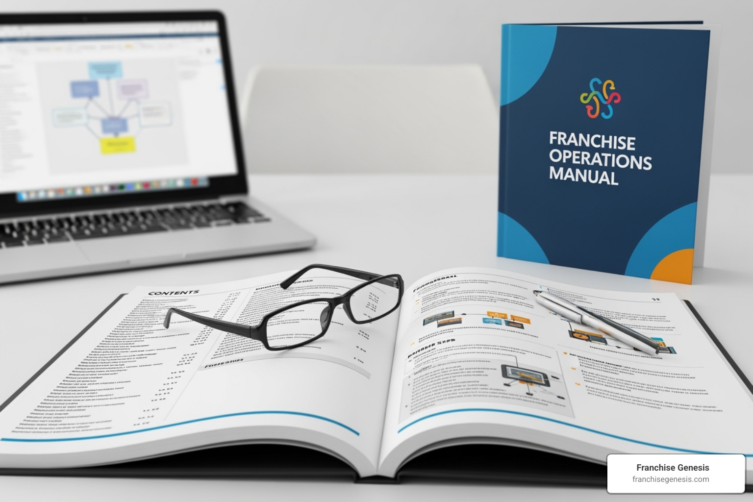 Image of a well-organized digital manual's table of contents on a tablet, displaying various sections and sub-sections, indicating easy navigation. - franchise operations manual