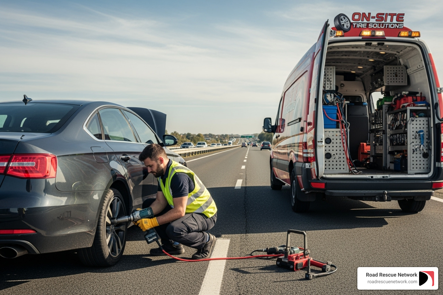 technician using specialized equipment to remove a tire from a car on the roadside - 24 hr mobile tire repair 24 hour technician using specialized equipment to remove a tire from a car on the roadside - 24 hr mobile tire repair 24 hour