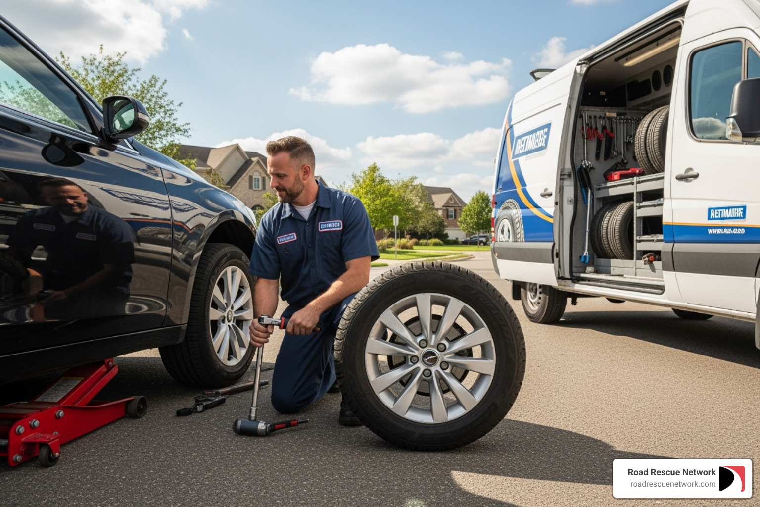 technician performing seasonal tire swap - mobile tire repair vancouver technician performing seasonal tire swap - mobile tire repair vancouver